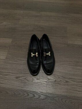 Hermès Faubourg Loafers — Black, Silver H, Size 37.5, Like New